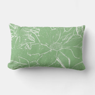 Cojín Lumbar Transparencia del paquete blanco floral - verde de
