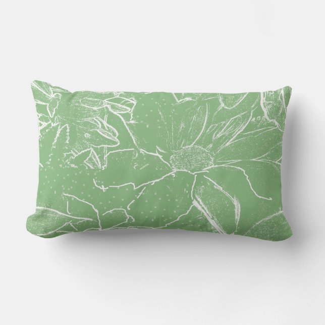 Cojín Lumbar Transparencia del paquete blanco floral - verde de (Anverso)