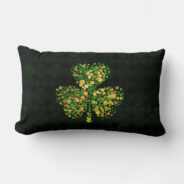 Cojín Lumbar Trébol irlandés decorativo - oro y verde del (Anverso)