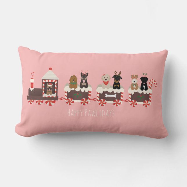 Cojín Lumbar Tren navideño navideño feliz de los Navidades de p (Anverso)