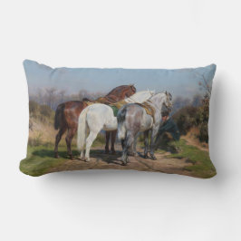 Cojín Lumbar Tres caballos de Stallion (por Rosa Bonheur)