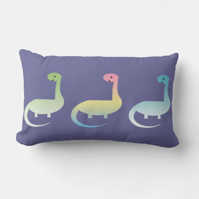 Cojín Lumbar Tres Dinosaurios Colorful Pillow (Anverso)