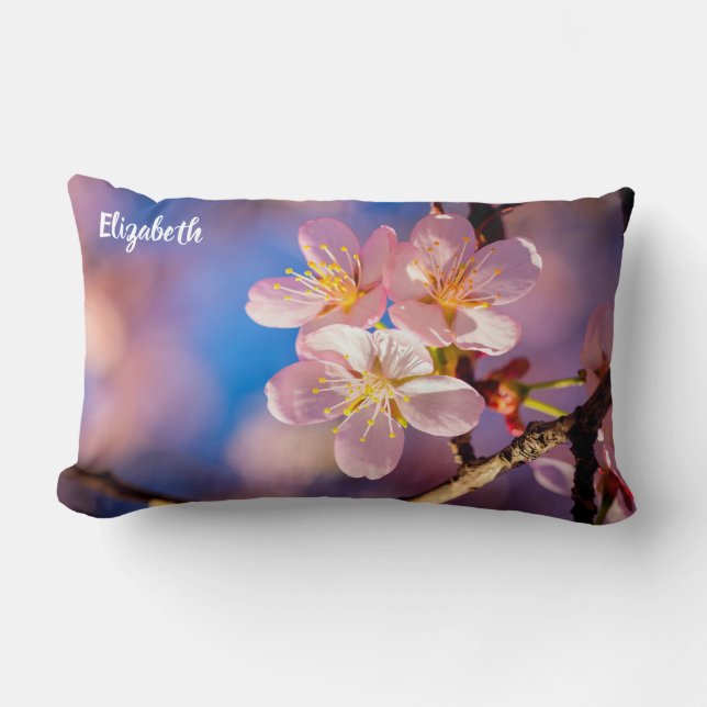 Cojín Lumbar Tres flores rosadas de sakura (Anverso)