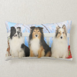 Cojín Lumbar Tres navidad de los colores de Sheltie