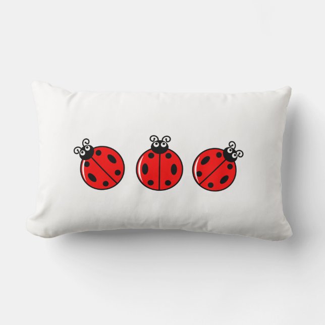 Cojín Lumbar Tres pequeños Ladybugs - Pillow Lumbar 13" x 21" (Anverso)