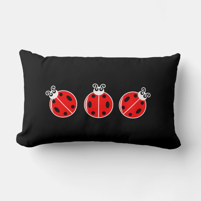 Cojín Lumbar Tres pequeños Ladybugs - Pillow Lumbar 13" x 21" (Anverso)