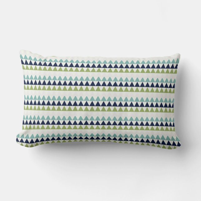Cojín Lumbar Triángulos de Neptune, Seashell, Green y Navy (Anverso)