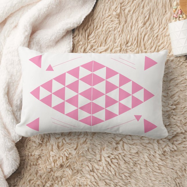 Cojín Lumbar Triángulos geométricos rosados (Manta)