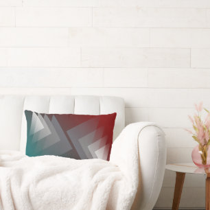 Cojín Lumbar Triángulos grises sobre el borgoña verde azulado