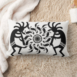 Cojín Lumbar Tribus Del Suroeste De Kokopelli: Blanco Y Negro