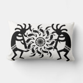 Cojín Lumbar Tribus Del Suroeste De Kokopelli: Blanco Y Negro