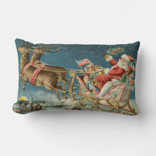 Cojín Lumbar Trineo Antiguo de Navidad de Papá Noel Reno