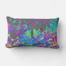 Cojín Lumbar Trippy Lime Green y Purple Garden Sunrise