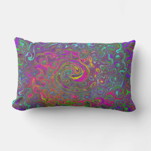 Cojín Lumbar Trippy Pink Hot Pink Resumen Remo Liquido Swirl Re