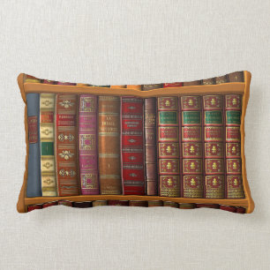 Cojín Lumbar Trompe l'oeil de una biblioteca de libros clásicos
