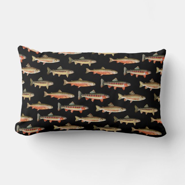 Cojín Lumbar Trout Galore Negro (Anverso)