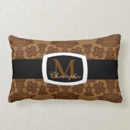 Cojín Lumbar Tudor Rosa Damask (Brown) (Monograma)