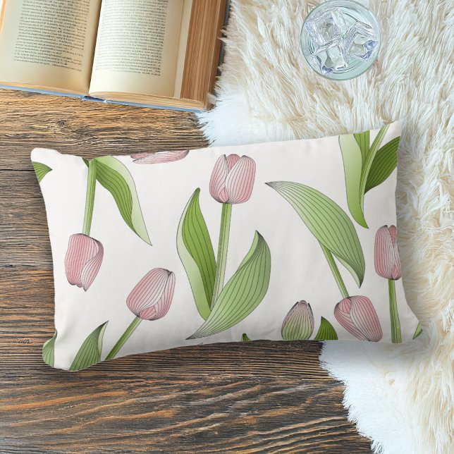 Cojín Lumbar Tulipán Botánico Moderno Rosa (Subido por el creador)