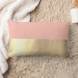 Cojín Lumbar Tulipanes Frescos Rosa Oro Laminado Rústico Falso