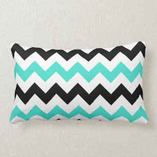 Cojín Lumbar Turquesa Blanco Negro Zigzag