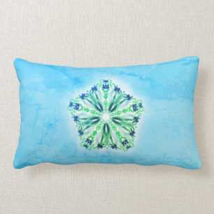 Cojín Lumbar Turquesa del *~* verde y mandala de la estrella