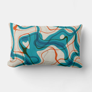 Cojín Lumbar Turquesa y Red Swirls