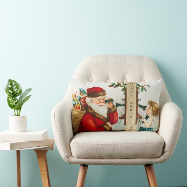 Cojín Lumbar Un alegre Santa Claus navideño de Ellen Clapsaddle (Silla)