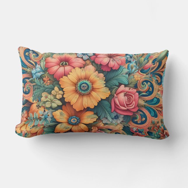 Cojín Lumbar Un bonito Bouquet de flores (Anverso)