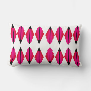 Cojín Lumbar Un clásico patrón Art Déco en rosa profundo