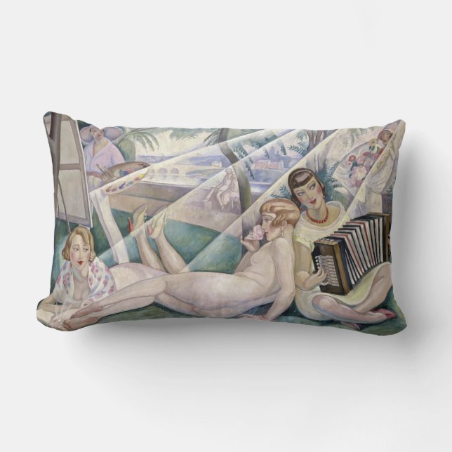 Cojín Lumbar Un día de verano (mujeres hermosas al sol) (Anverso)