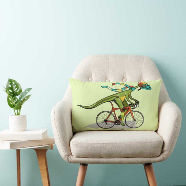 Cojín Lumbar Un Dinosaurio De Anabisetia Montando En Bicicleta. (Silla)