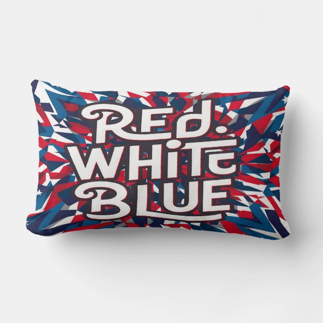 Cojín Lumbar Un diseño lúdico de la bandera estadounidense (Anverso)