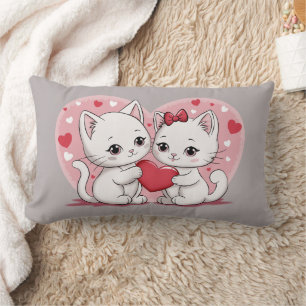 Cojín Lumbar Un gato Personalizado lindo ama el corazón de San 