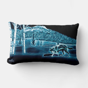 Cojín Lumbar Un lobo en la nieve