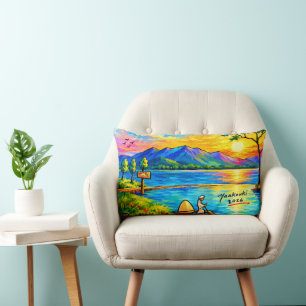 Cojín Lumbar Un lumbar con un diseño de pintura