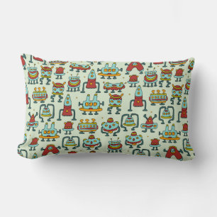 Cojín Lumbar Un patrón de robots - extraterrestres. ilustracio