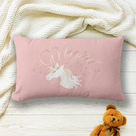 Cojín Lumbar Unicornio Mágico Rosa Moderno Personalizado