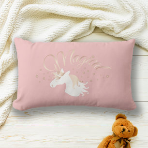 Cojín Lumbar Unicornio Mágico Rosa Moderno Personalizado
