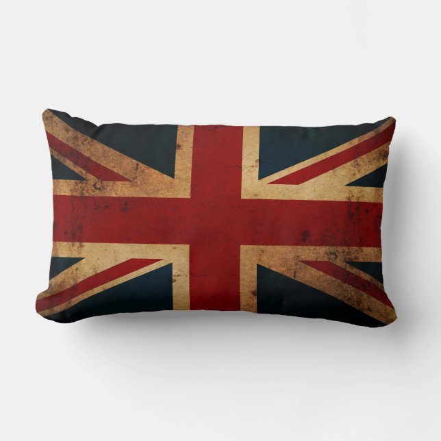 Cojín Lumbar Union Jack (mirada apenada vintage) (Anverso)