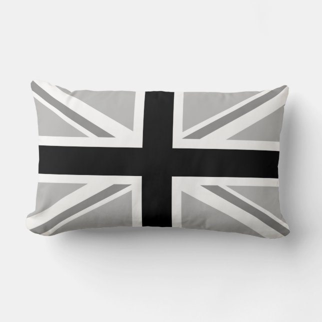 Cojín Lumbar Union Jack/monocromo de la bandera (Anverso)