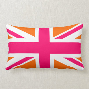 Cojín Lumbar Union Jack naranja y rosa