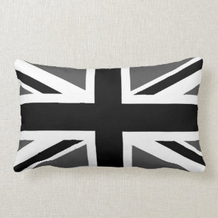 Cojín Lumbar Union Jack negro y gris