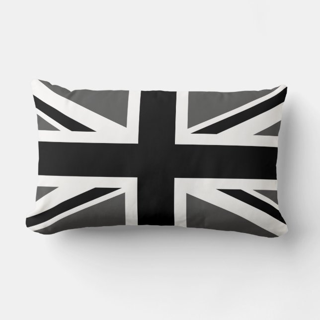 Cojín Lumbar Union Jack negro y gris (Anverso)
