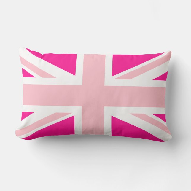 Cojín Lumbar Union Jack Rosa Profundo (Anverso)