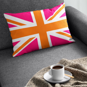 Cojín Lumbar Union Jack rosa y naranja