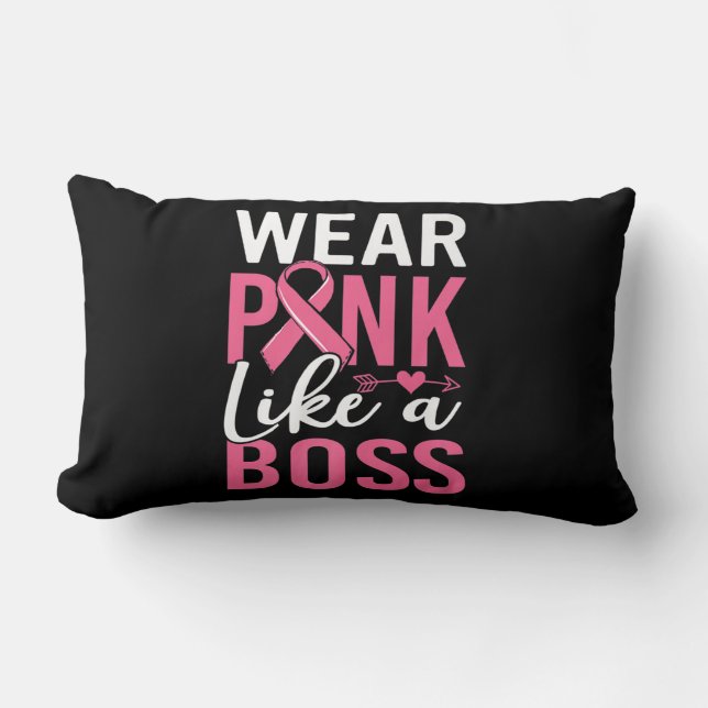 Cojín Lumbar Usa Rosa Como Un Jefe Chica De Concienciación Sobr (Anverso)