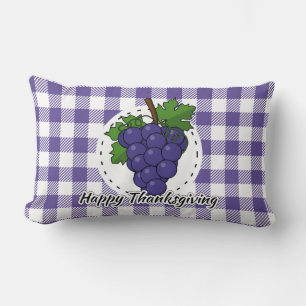 Cojín Lumbar Uva sobre la pasta violeta - Feliz día de gracias