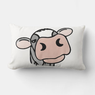 Cojín Lumbar vaca de dibujos animados negro blanco rosa beso gr