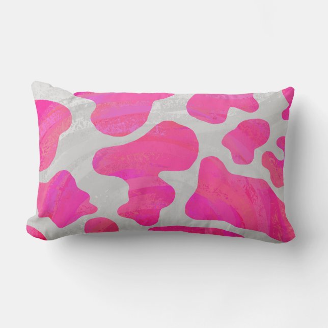Cojín Lumbar Vaca Hot Pink y Estampado Blanco (Anverso)