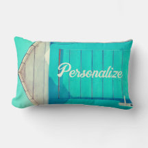 Vacaciones frente a la playa Cabana turquesa blanc